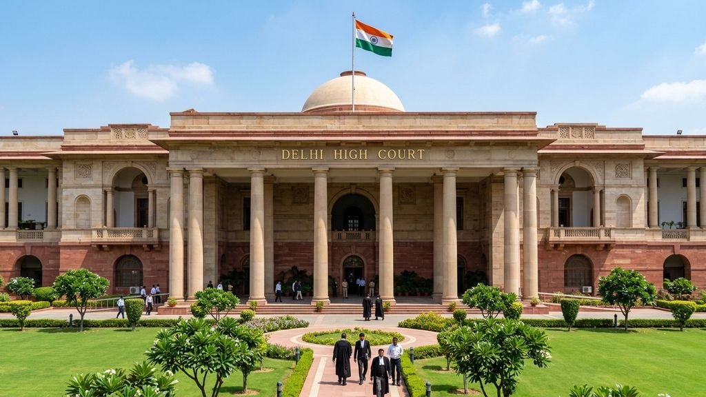 Realistic Exterior View of Delhi High Court Building - Best High Court Lawyer for Land Acquisition in Chandigarh
